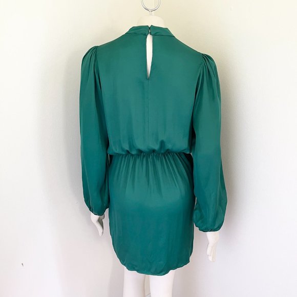 ZARA Mock Neck Satin Effect Mini Dress Wrap skirt SZ M fits like a S/M - Picture 10 of 11